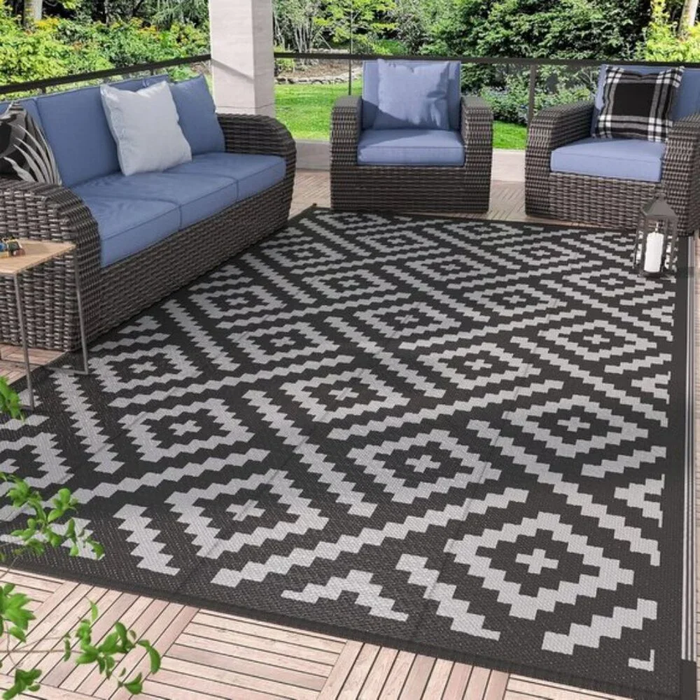 New 6x9 Outdoor Rug, Waterproof Reversible Patio Mat for RV, Deck, Porch & More